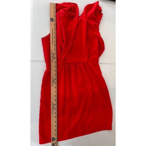 Ali Ro Women's Red Silk Dress Flutter Sleeve Side Zipper Size 6 - Picture 8 of 10